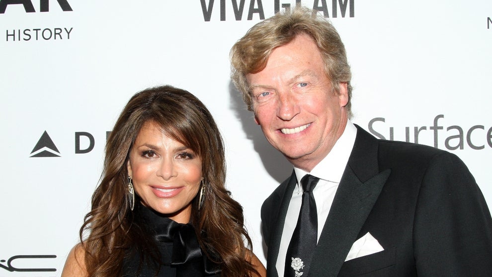 From left to right: Paula Abdul and Nigel Lythgoe at the 2013 amfAR Inspiration Gala