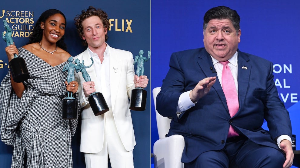 Ayo Edibiri and Jeremy Allen at the SAG Awards , Illinois Governor J.B. Pritzker