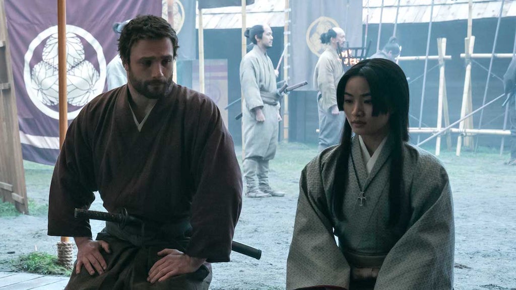 Cosmo Jarvis as John Blackthorne, Anna Sawai as Toda Mariko on "Shogun"
