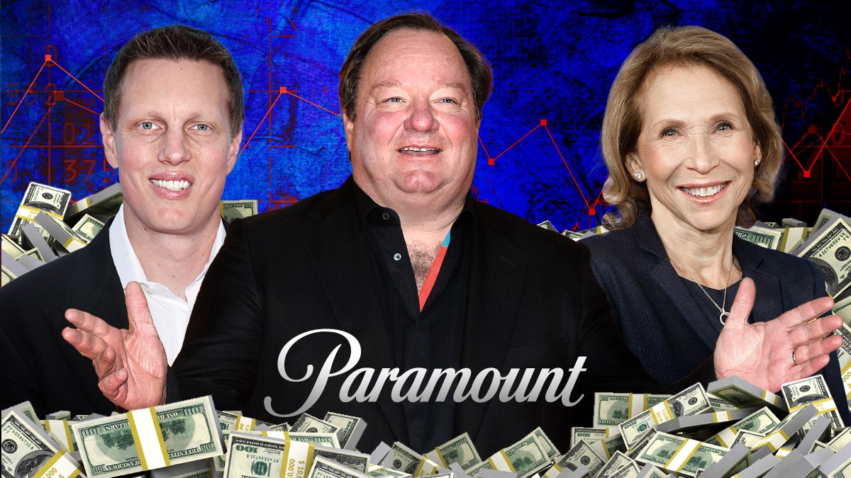 Skydance Media CEO David Ellison, Paramount CEO Bob Bakish and Shari Redstone, Paramount's non-executive chairwoman