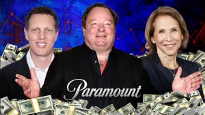 Skydance Media CEO David Ellison, Paramount CEO Bob Bakish and Shari Redstone, Paramount's non-executive chairwoman