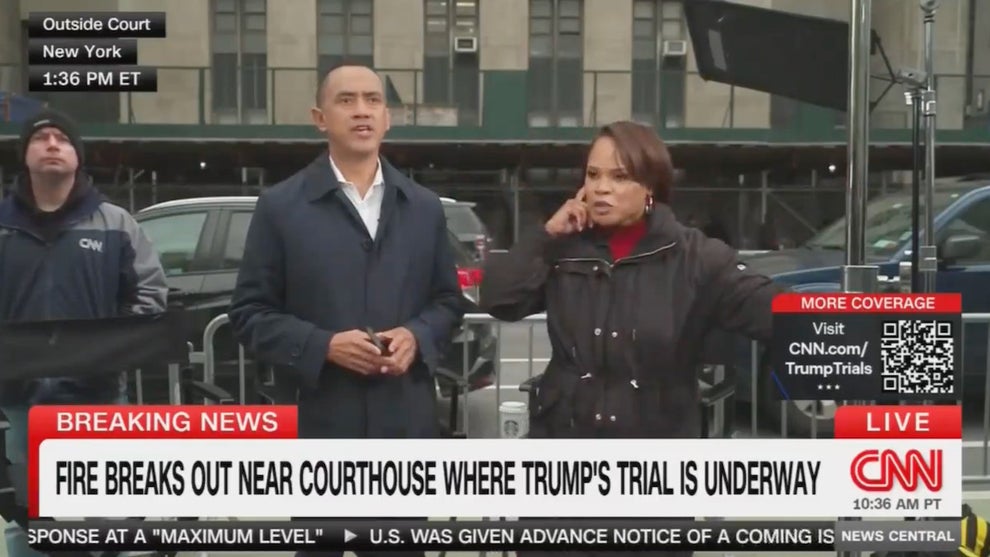 CNN on fire emergency Trump trial