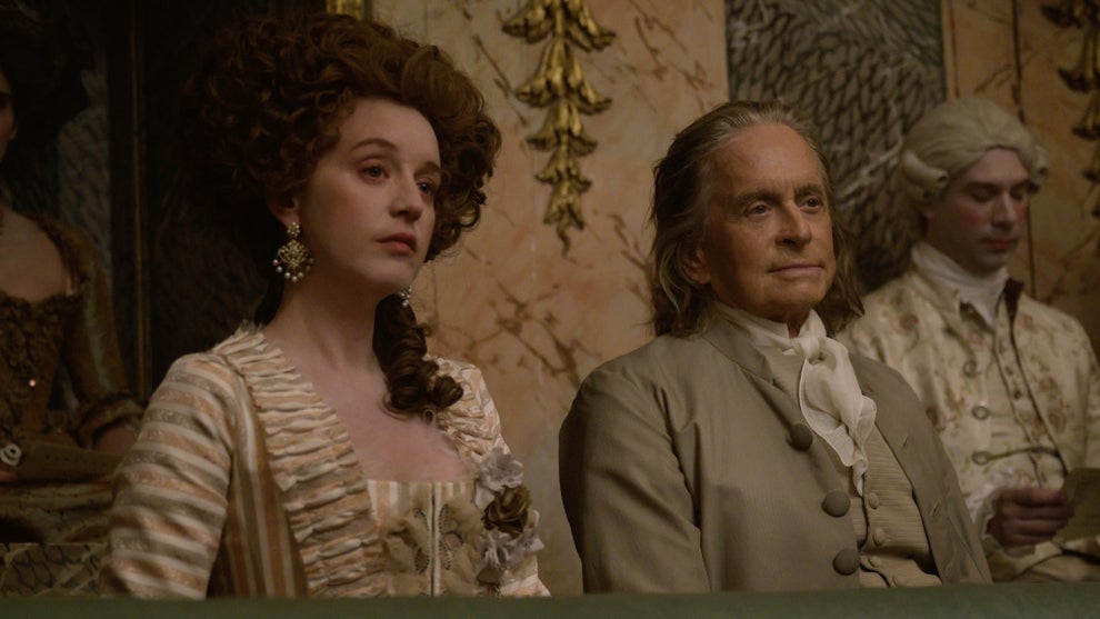Ludivine Sagnier and Michael Douglass in "Franklin" (Apple TV+)