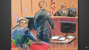 Jimmy Kimmel trump trial courtroom sketch jokes