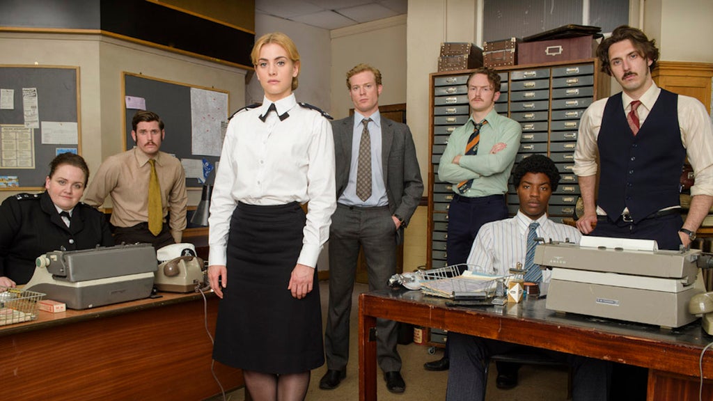 Jessica Gunning (far left) in "Prime Suspect 1973"