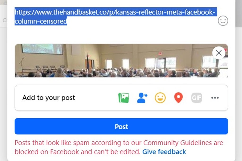 The handbasket blocked spam message