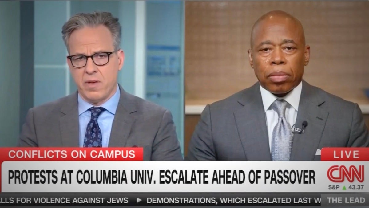 Jake Tapper Confronts NY Mayor Eric Adams Over Columbia Protests: ‘Is That Hate Speech or Is That Protected Free…