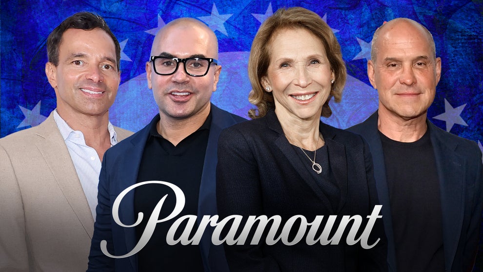 Paramount office of the CEO; George Cheeks, Chris McCarthy and Brian Robbins, with Shari Redstone