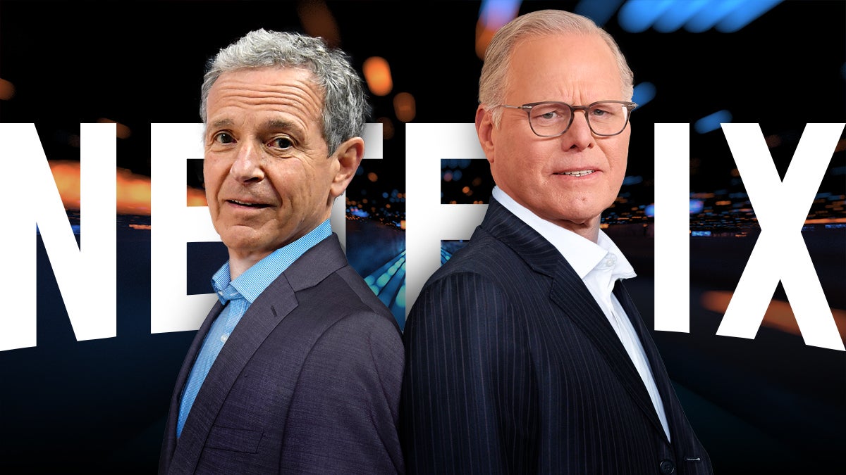 Disney CEO Bob Iger, WBD CEO David Zaslav, Netflix Logo