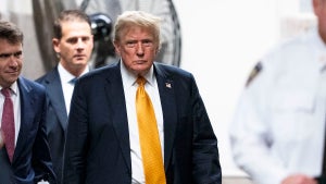 Donald Trump arrives Wednesday in court