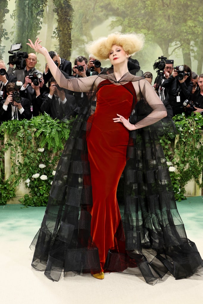 Gwendoline Christie attends The 2024 Met Gala Celebrating "Sleeping Beauties: Reawakening Fashion" at The Metropolitan Museum of Art on May 06, 2024 in New York City.