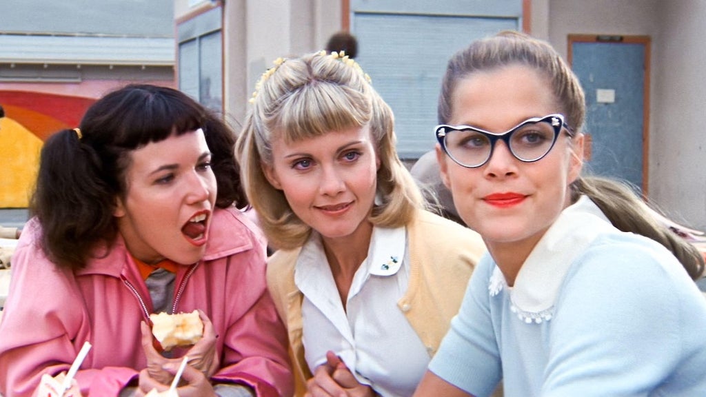 Jamie Donnelly, Olivia Newton-John and Susan Buckner in "Grease"