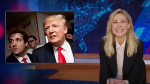 Michael Cohen, Donald Trump, Desi Lydic on "The Daily Show"
