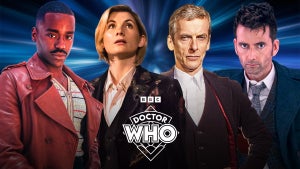 Doctor Who actors Ncuti Gatwa, Jodie Whittaker, Peter Capaldi and David Tennant