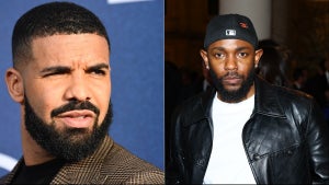 Photos of two men with dark-toned skin, Drake and Kendrick Lamar.