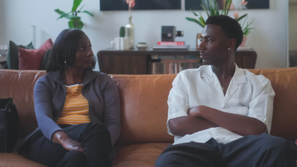 Cynthia and Jerrod Carmichael in "The Jerrod Carmichael Reality Show" (Max)