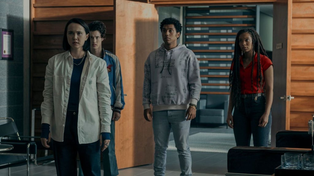 London Thor, Derek Luh, Chance Perdomo and Jaz Sinclair in Season 1 of "Gen V" (Prime Video)
