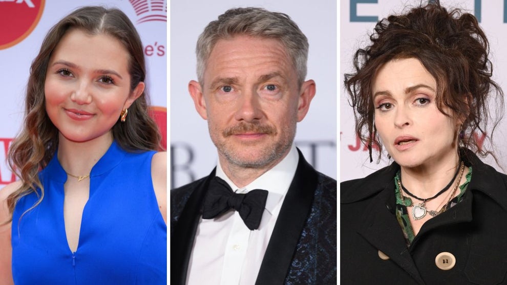 Mae McKenna-Bruce, Martin Freeman and Helena Bonham Carter