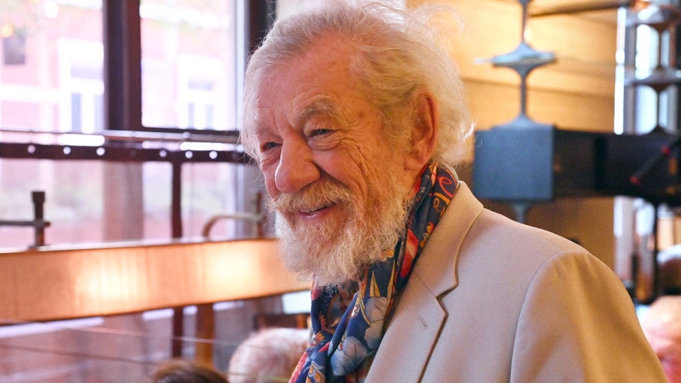 ir Ian McKellen attends "The Delaunay Presents An Evening With" in collaboration with Denville Hall, the residential home for all members of the theatrical profession, at The Delaunay, Aldwych, on April 21, 2024 in London, England