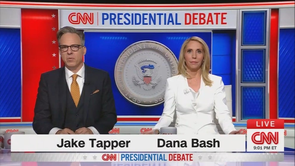 Debate moderators Jake Tapper and Dana Bash on June 27, 2024