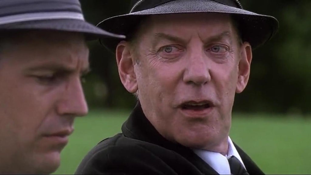 Kevin Costner and Donald Sutherland in JFK 