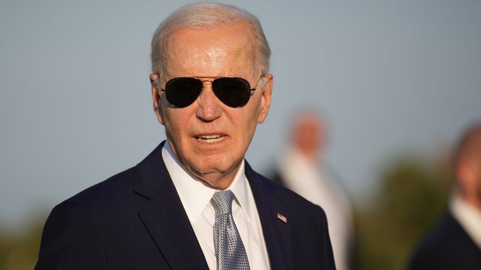 U.S. President Joe Biden joins G7 leaders as they gather to watch a parachute drop at San Domenico Golf Club during day one of the 50th G7 summit on June 13, 2024 in Fasano, Italy