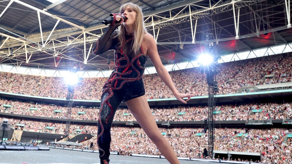 Taylor Swift performs onstage during "Taylor Swift | The Eras Tour" at Wembley Stadium on June 21, 2024 in London, England