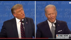 Donald Trump and Joe Biden debate in 2020