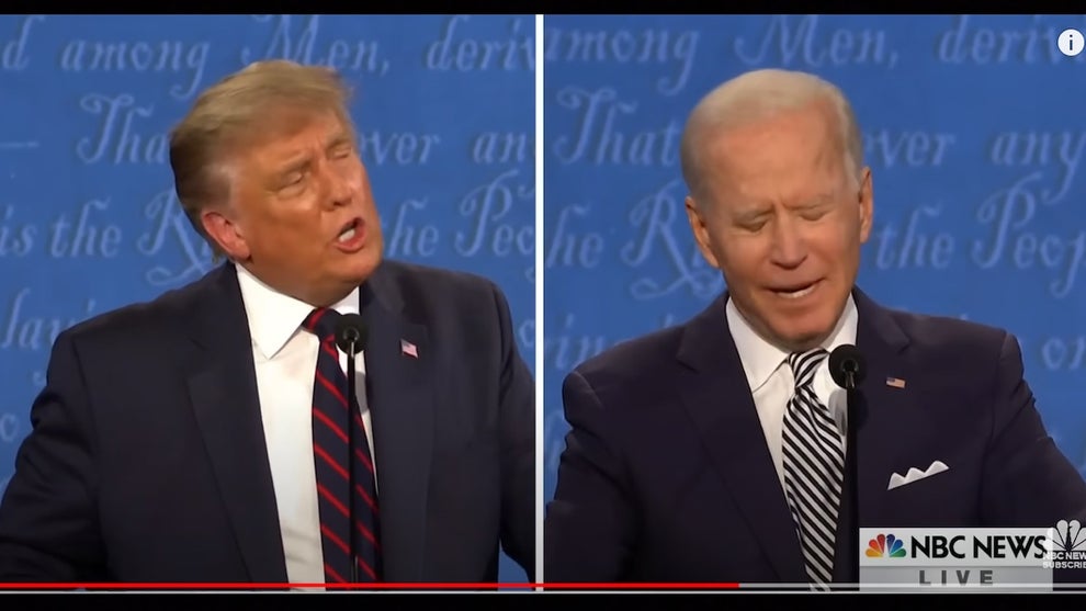 Donald Trump and Joe Biden debate in 2020