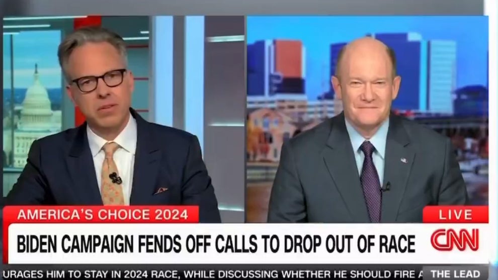 Jake Tapper and Chris Coons on CNN (Credit: CNN)