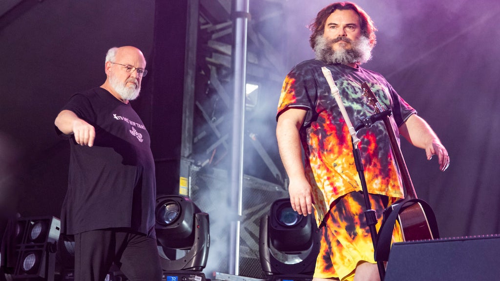 Tenacious D's Kyle Gass and Jack Black performing in Atlanta in 2023