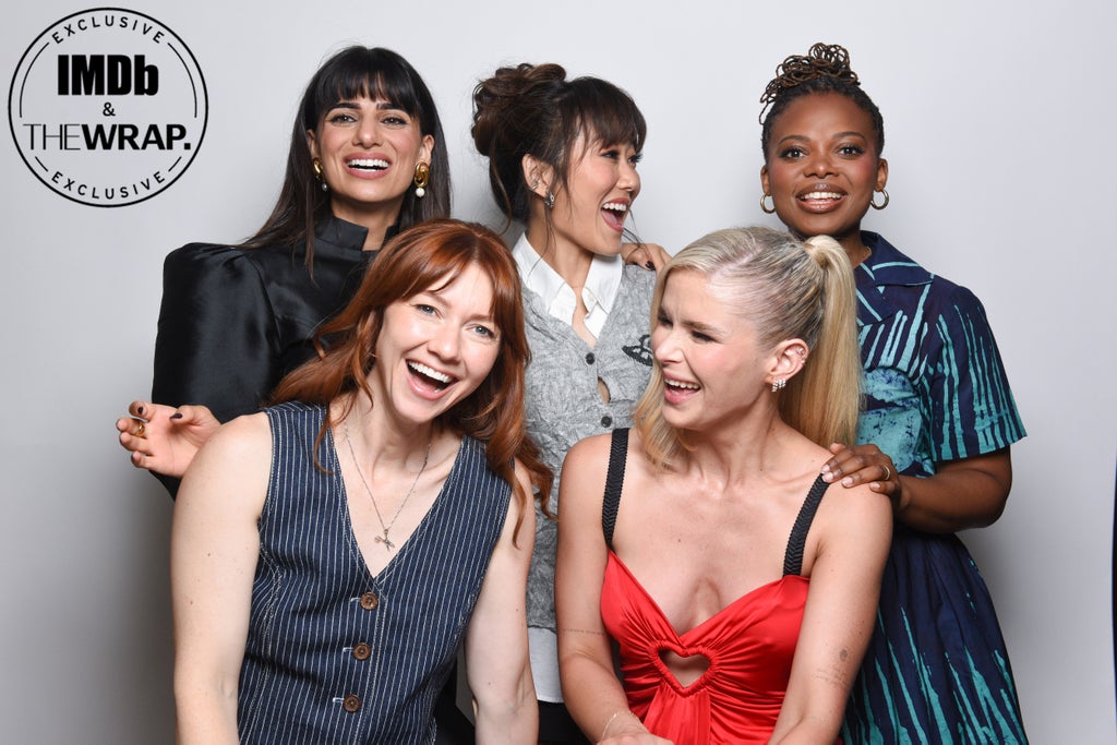 (L-R) Claudia Doumit, Valorie Curry, Karen Fukuhara, Erin Moriarty and Susan Heyward pose in the IMDboat Exclusive Portrait Studio at San Diego Comic-Con 2024 at The IMDb Yacht on July 26, 2024 in San Diego, California.