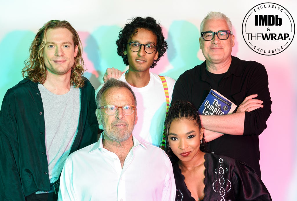 (L-R) Sam Reid, Mark Johnson, Assad Zaman, Delainey Hayles and Rolin Jones pose in the IMDboat Exclusive Portrait Studio at San Diego Comic-Con 2024 at The IMDb Yacht on July 27, 2024 in San Diego, California.