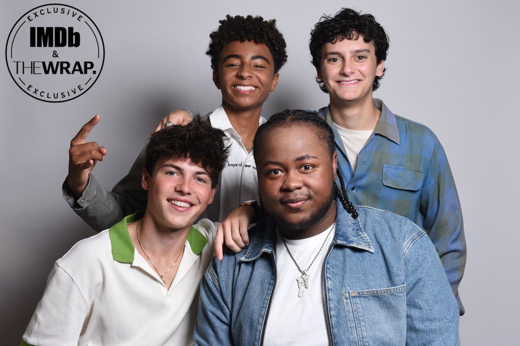 (L-R) Brady Noon, Micah Abbey, Shamon Brown Jr. and Nicolas Cantu pose in the IMDboat Exclusive Portrait Studio at San Diego Comic-Con 2024 at The IMDb Yacht on July 25, 2024 in San Diego, California.