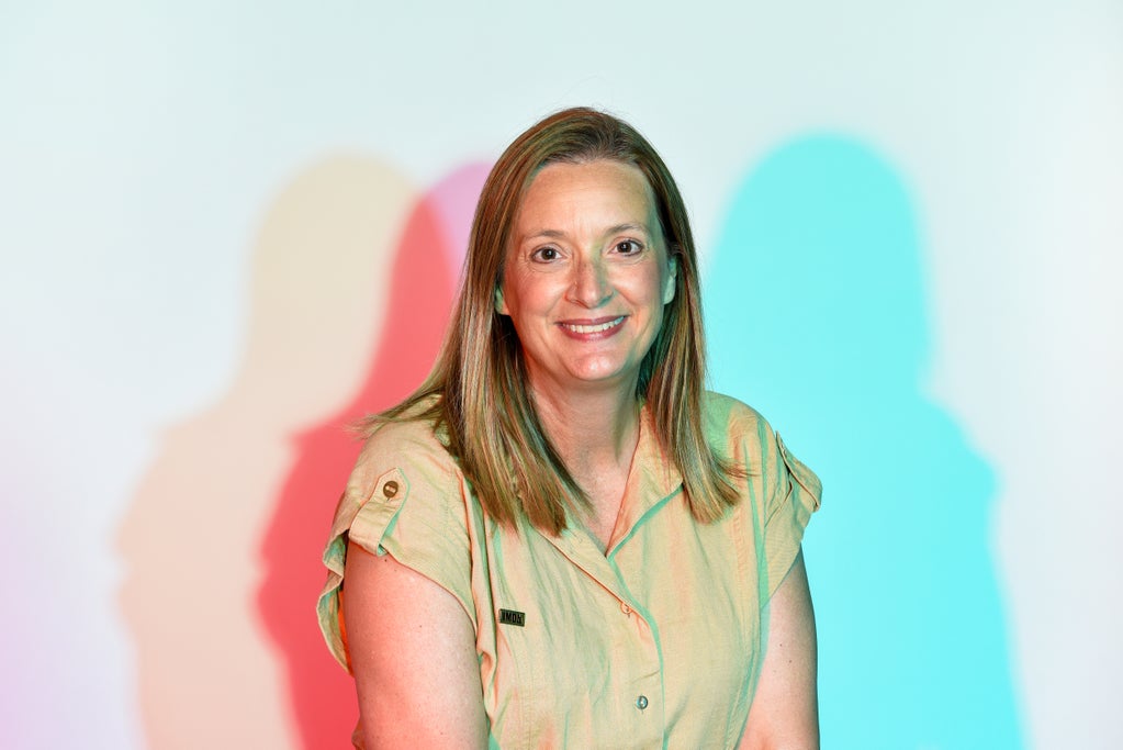 IMDb COO Nikki Santoro poses in the IMDboat Exclusive Portrait Studio at San Diego Comic-Con 2024 at The IMDb Yacht on July 25, 2024 in San Diego, California.