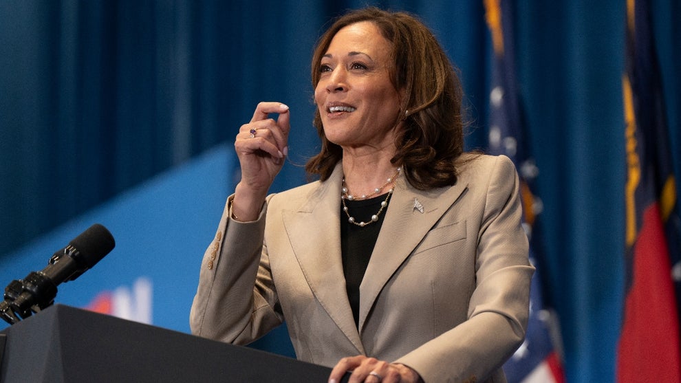 US Vice President Kamala Harris speaks during a campaign event at Westover High School in Fayetteville, North Carolina, on July 18, 2024