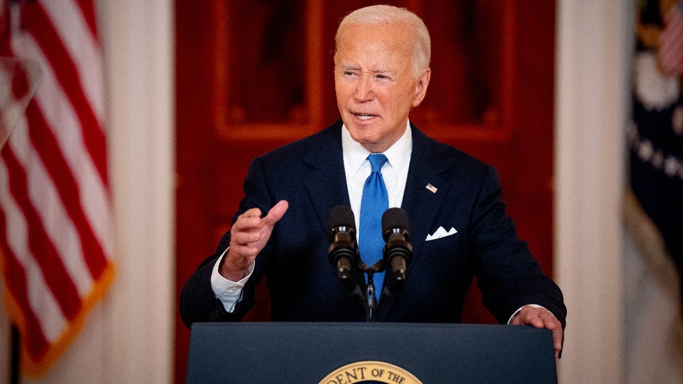 US President Joe Biden speaks to the media following the Supreme Court's ruling on charges against former President Donald Trump that he sought to subvert the 2020 election, at the White House on July 1, 2024 in Washington, DC.