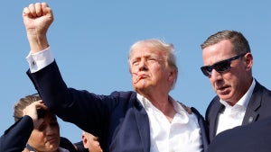 epublican presidential candidate former President Donald Trump is rushed offstage during a rally on July 13, 2024 in Butler, Pennsylvania
