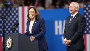 Kamala Harris and Tim Walz in Philadelphia