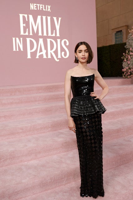 LOS ANGELES, CALIFORNIA - AUGUST 14: Lily Collins attends the Emily In Paris Season 4 Part 1 LA Premiere at The Egyptian Theatre Hollywood on August 14, 2024 in Los Angeles, California. (Photo by Matt Winkelmeyer/Getty Images for Netflix)