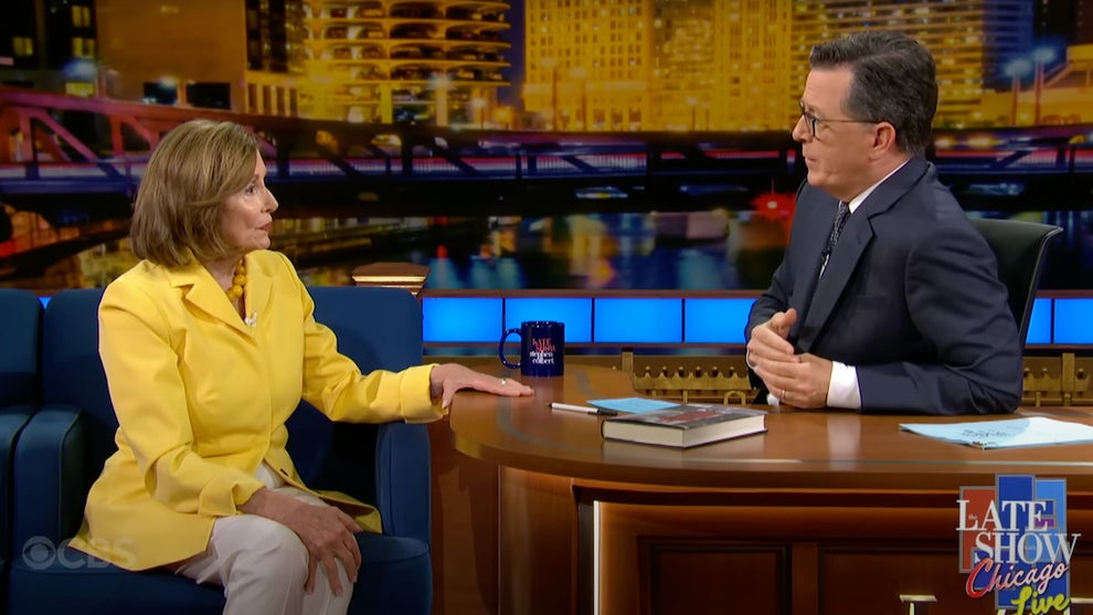 Nancy Pelosi on "Late Show with Stephen Colbert" (Credit: CBS)