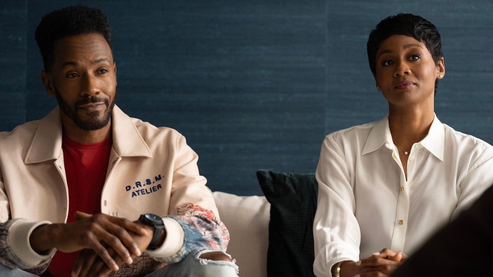 McKinley Freeman and Emayatzy Corinealdi as Lewis and Jax Stewart in "Reasonable Doubt" Season 2 (Disney/Crystal Power)