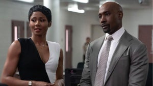 Emayatzy Corinealdi as Jax Stewart and Morris Chestnut as Corey Cash (Disney/Crystal Power)