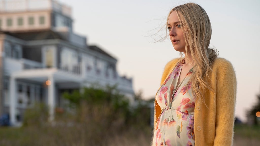 The Perfect Couple. Dakota Fanning as Abby Winbury in episode 105 of The Perfect Couple. (Credit: Seacia Pavao/Netflix)