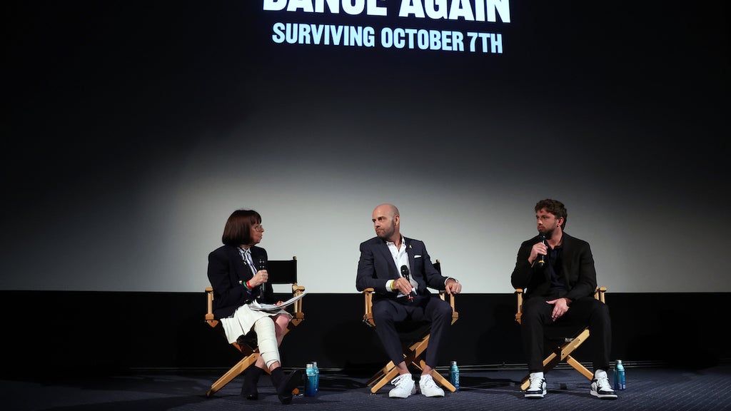 Susan Zirinsky, President, See It Now Studios, director Yariv Mozer and Eitan participate in a panel discussion at the "We Will Dance Again" Los Angeles Special Screening Event at The Sherry Lansing Theatre on September 19, 2024 in Los Angeles, California. (Credit: Jesse Grant/Getty Images for Paramount+)
