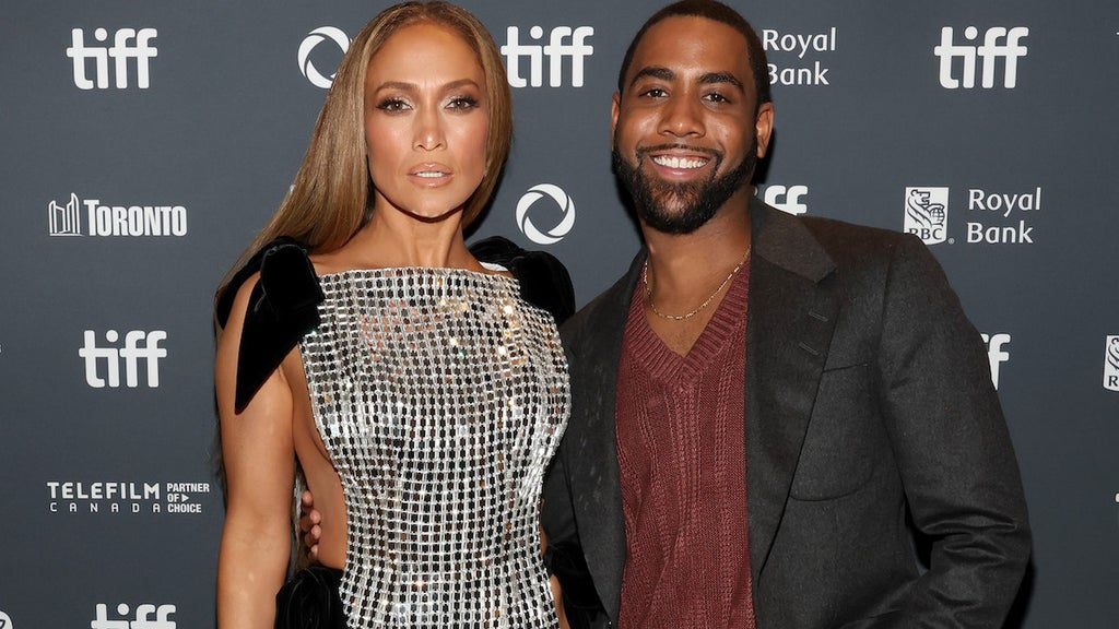 Jennifer Lopez and Jharrel Jerome attend the premiere of "Unstoppable" during the 2024 Toronto International Film Festival