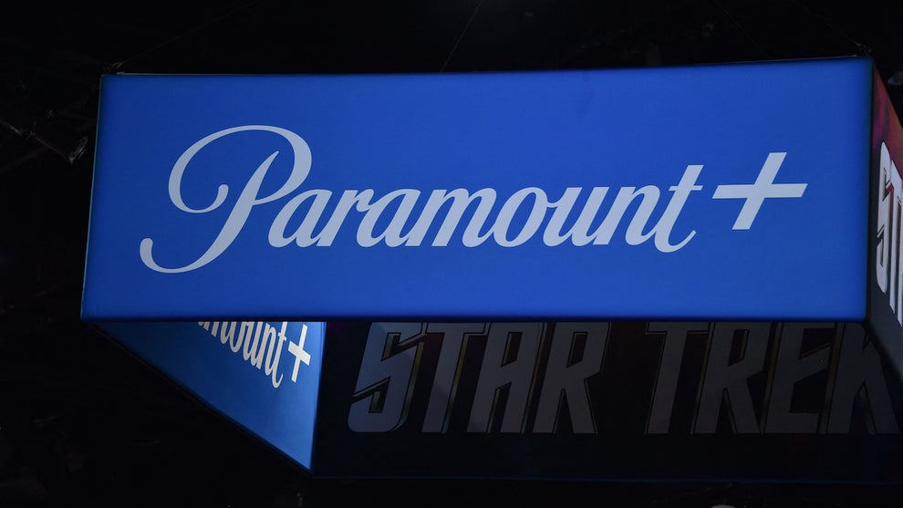 The Paramount+ logo is displayed during San Diego Comic-Con International at the San Diego Convention Center in San Diego, California, on July 24, 2024. (Photo by Chris DELMAS / AFP)
