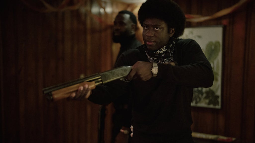 Sinqua Walls as McKinley (Mac) Rogers in "Fight Night: The Million Dollar Heist (Credit: Eli Joshua Adé/Peacock)