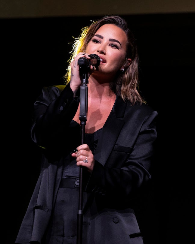 Demi Lovato sings at Hulu's "Child Star" premiere (Disney/Frank Micelotta)