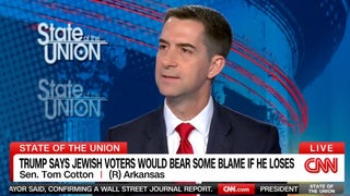 Jake Tapper Challenges Tom Cotton on Trump Blaming Jewish Voters for Potential Loss | Video